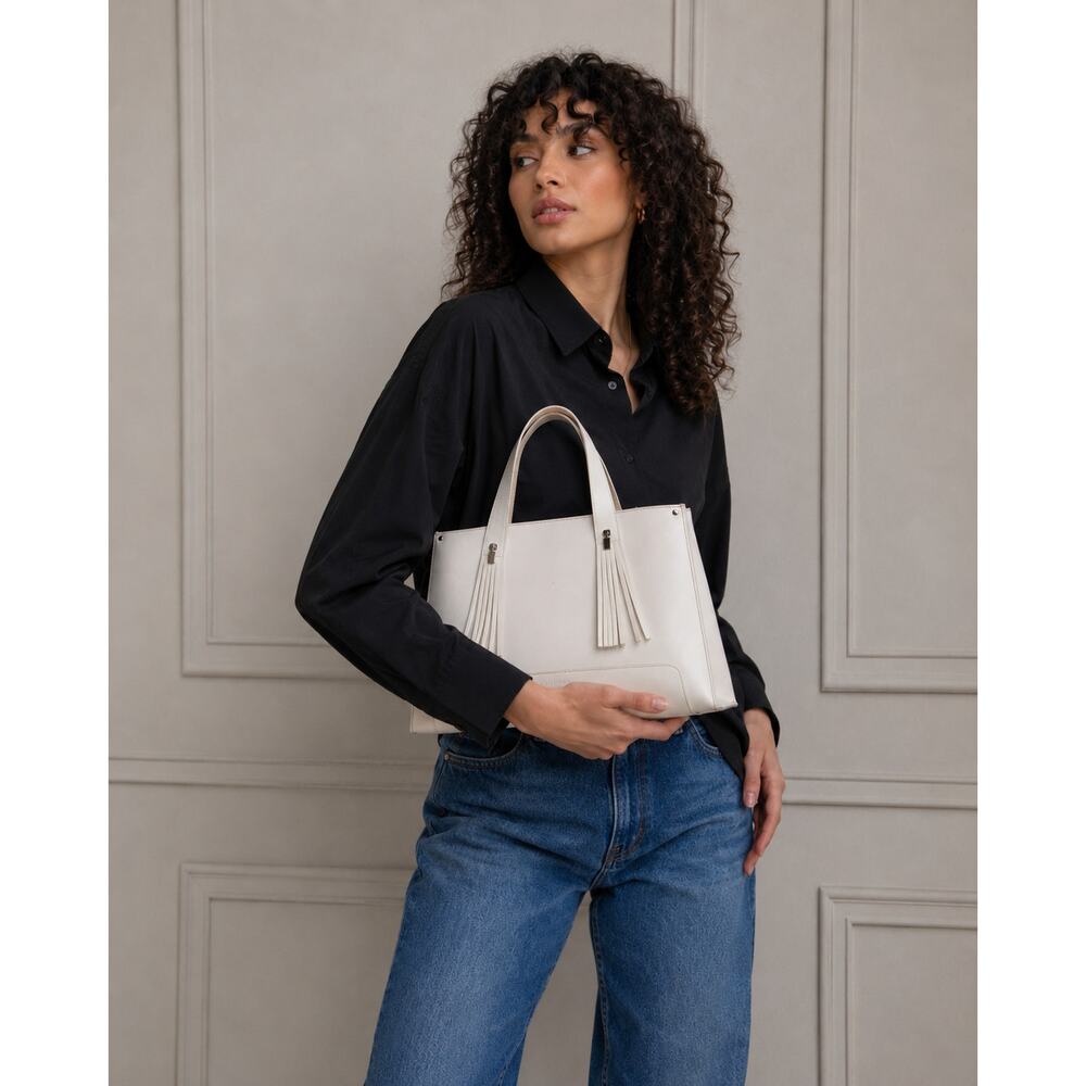 Lamarthe Paris in soft White and white handles Tote bag